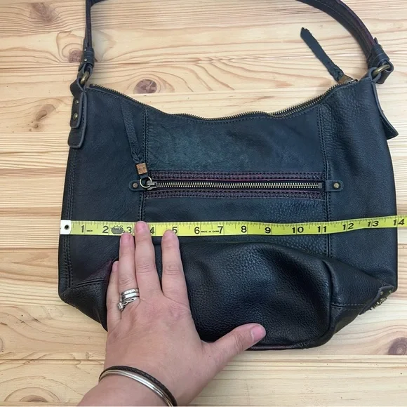 The Sak sequoia black gray leather hobo shoulder bag purse - Picture 5 of 10